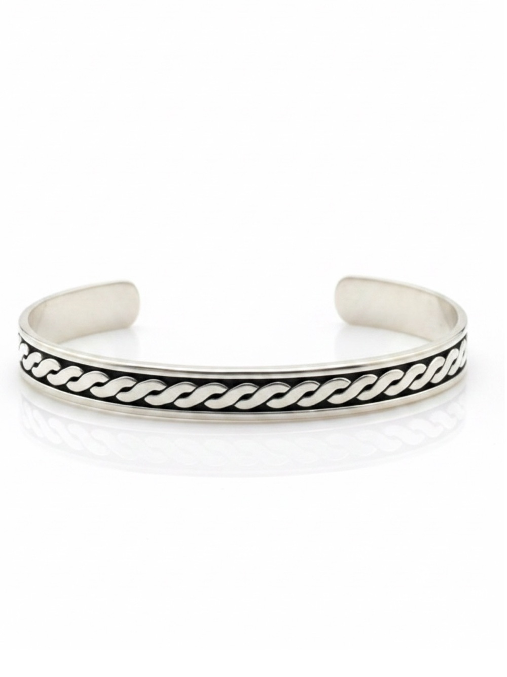 Taxco Signed Mexico 925 Sterling Silver Braided Cuff Bracelet 15g